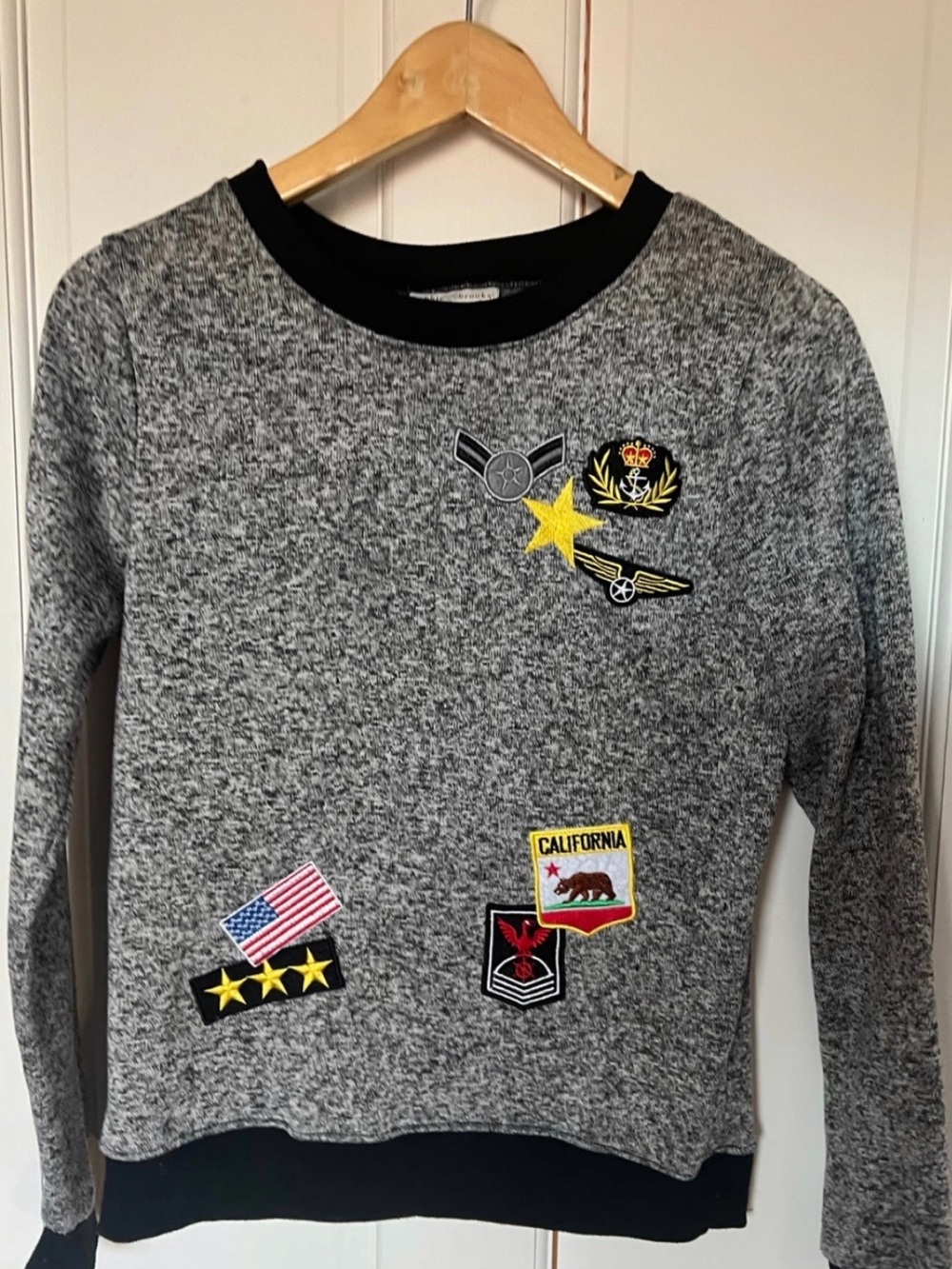 Kids Grey Patch Detail Crewneck Sweatshirt